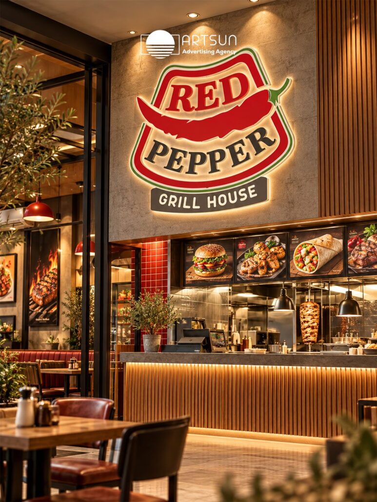 Red Pepper Grill House logo design by Art Sun Studio