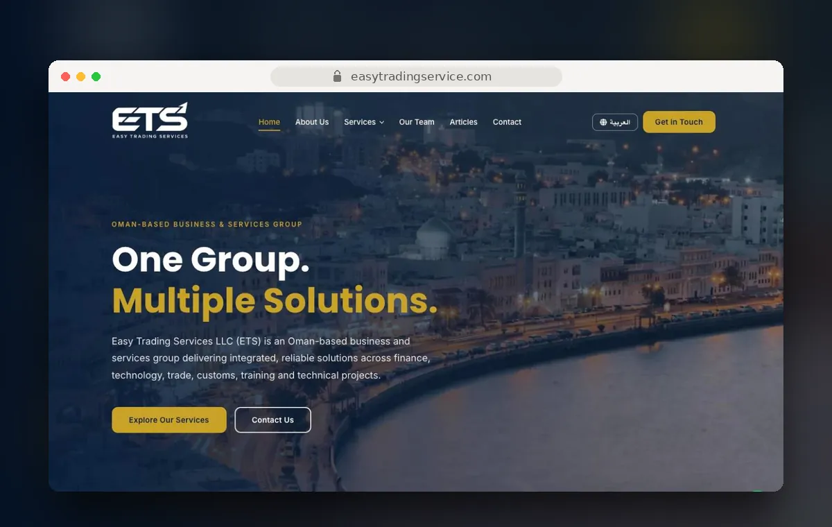 Easy Trading Services website design by Art Sun Studio